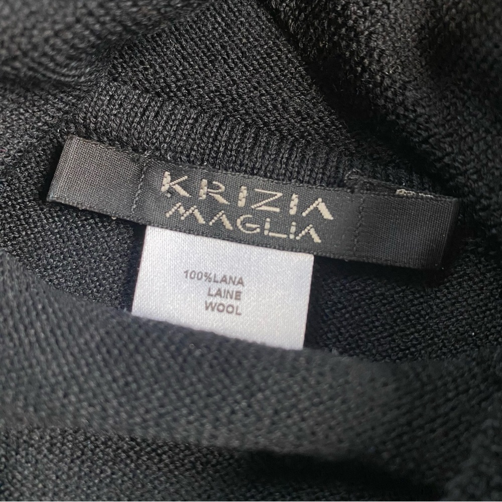 Vintage 90s/Y2K Krizia Made In Italy 100% Wool Turtleneck Fashion Quote Dress - Picture 7 of 7